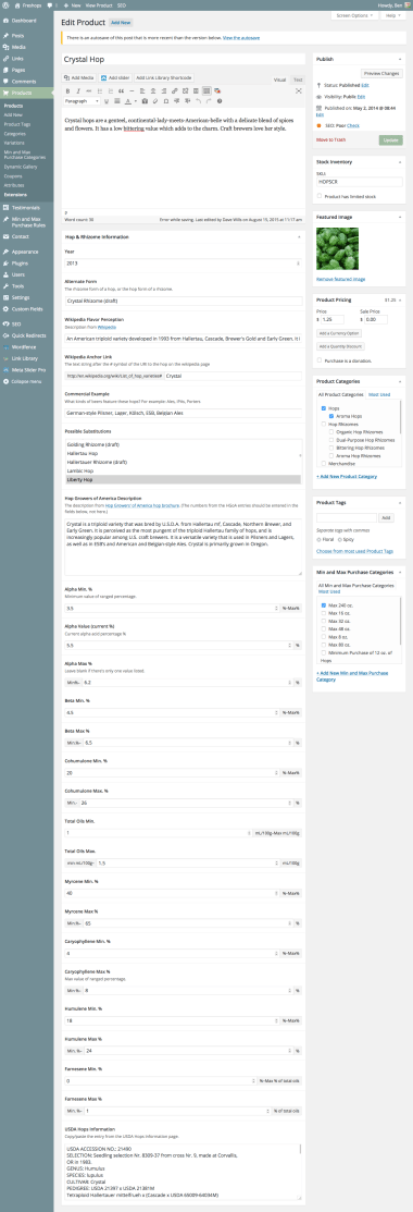 Freshops Hop Product Admin