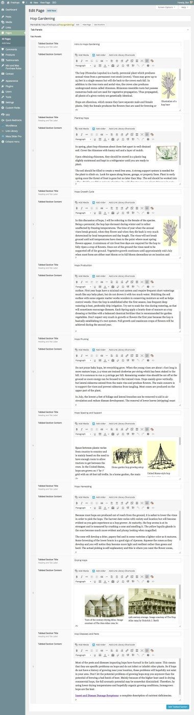 Freshops Tabbed Page Admin