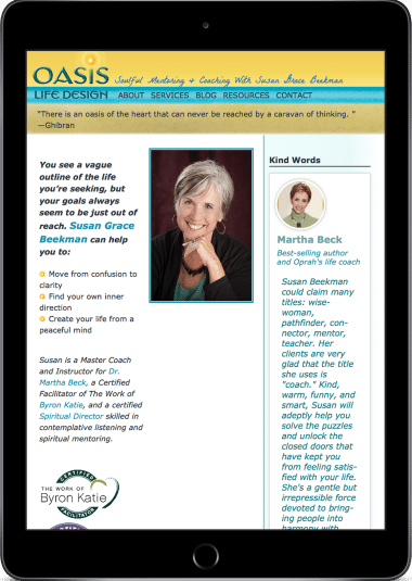 IPad Vertical Oasis Landing Page