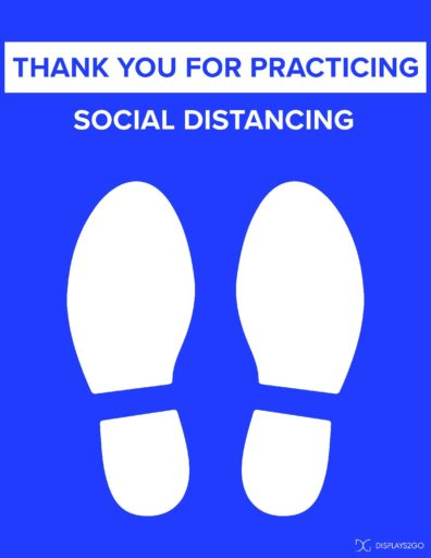 Covid Social Distance Thank You Footprint Blue